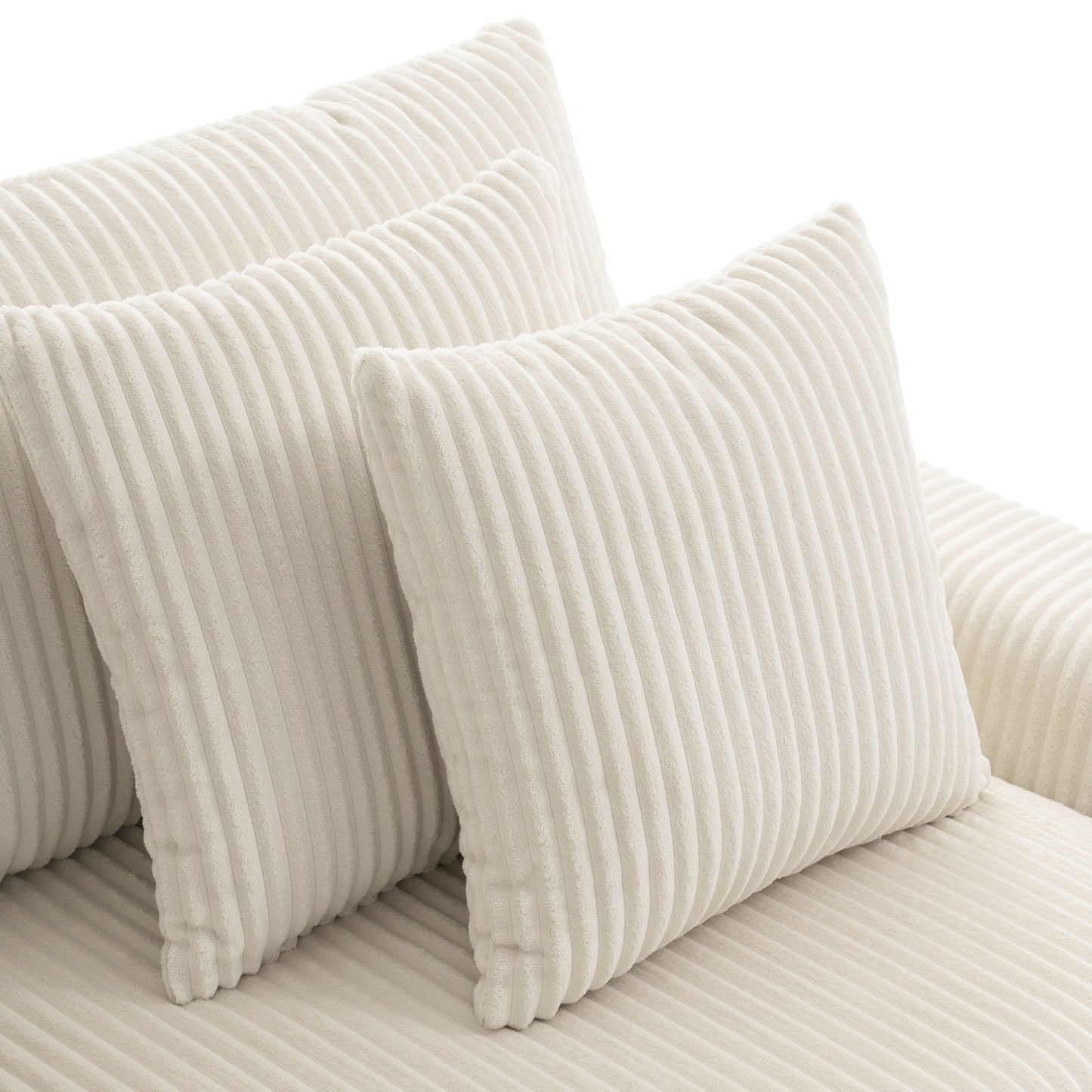 Divano componibile in velluto a coste con altoparlanti Bluetooth, caricabatterie USB, portabicchieri, contenitore, pouf, seduta profonda e ampia