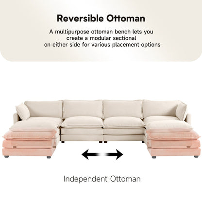 Divano componibile in velluto a coste con pouf rimovibili e cuscini ultra morbidi per soggiorno e camera da letto