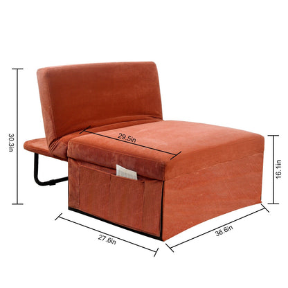 Divano letto singolo in velluto a coste con schienale reclinabile