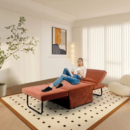 Divano letto singolo in velluto a coste con schienale reclinabile