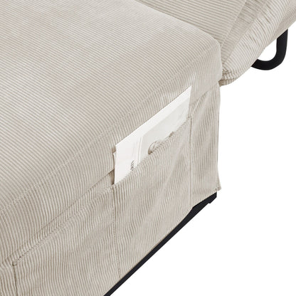 Divano letto singolo in velluto a coste con schienale reclinabile