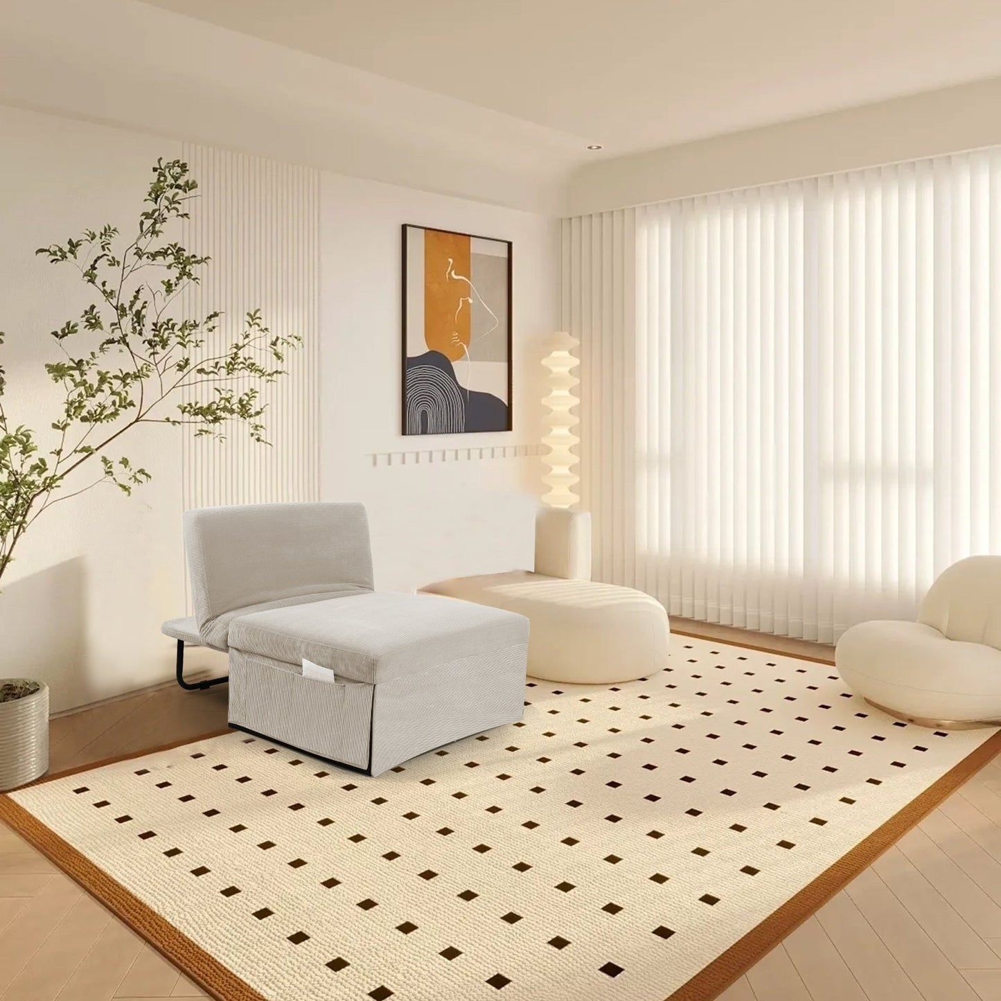 Divano letto singolo in velluto a coste con schienale reclinabile