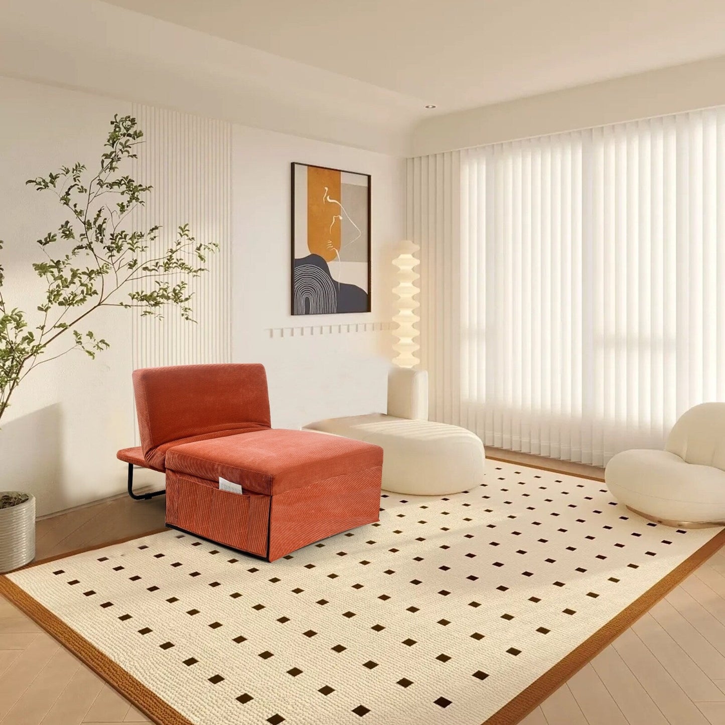 Divano letto singolo in velluto a coste con schienale reclinabile