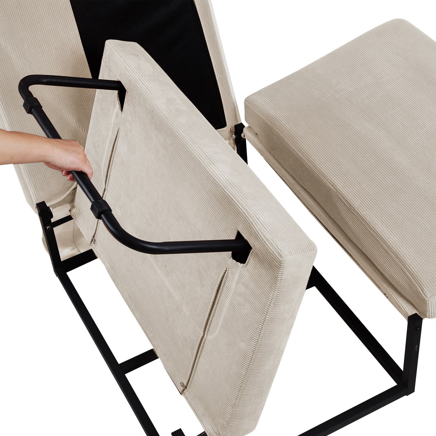 Divano letto singolo in velluto a coste con schienale reclinabile