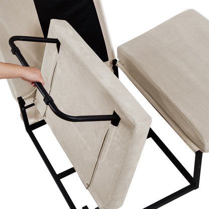 Divano letto singolo in velluto a coste con schienale reclinabile