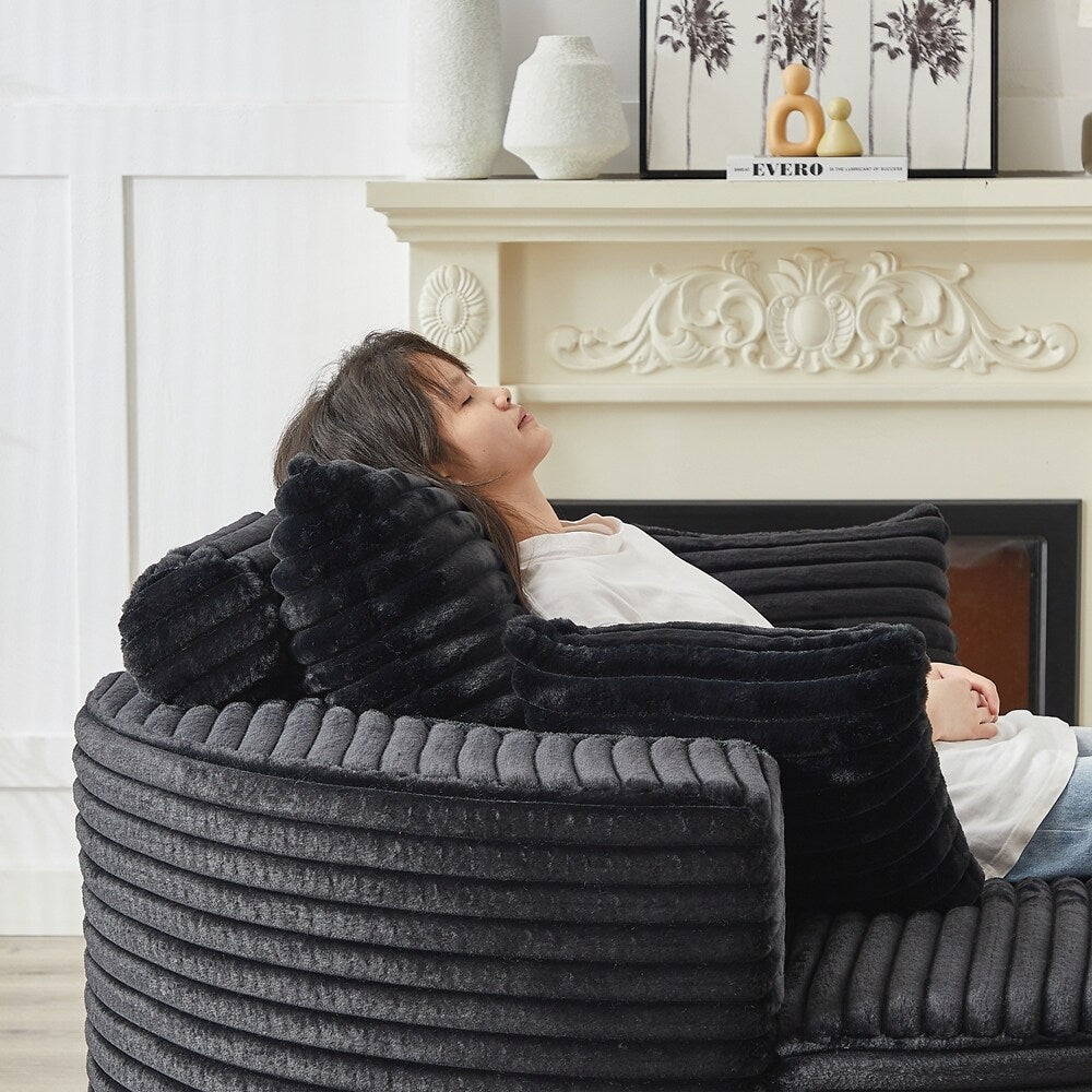 Divano singolo in velluto a coste e spugna, non richiede montaggio