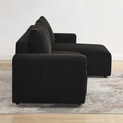 Divano letto a 3 posti rivestito in velluto a coste