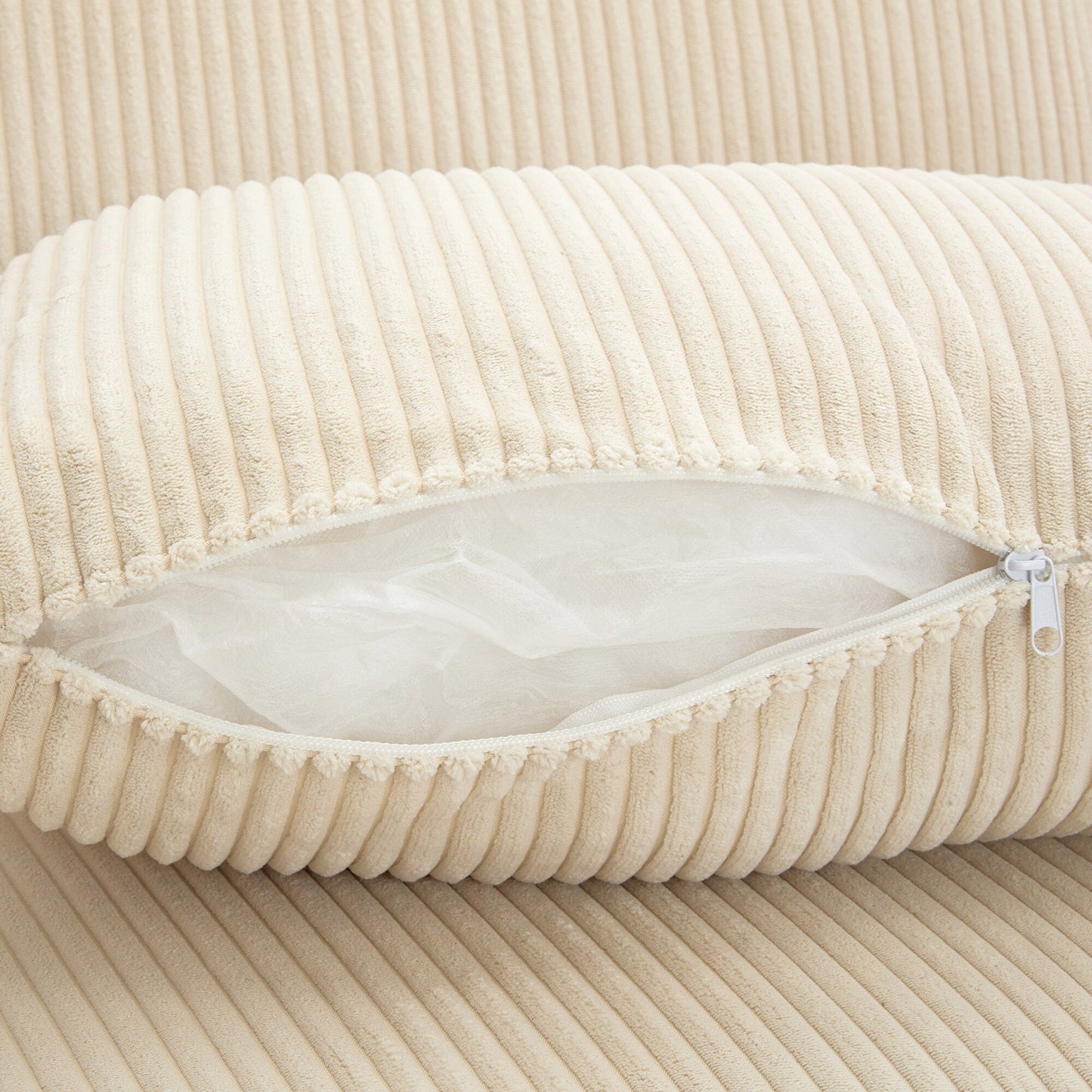 Divano a 3 posti rivestito in velluto a coste con cuscini rimovibili