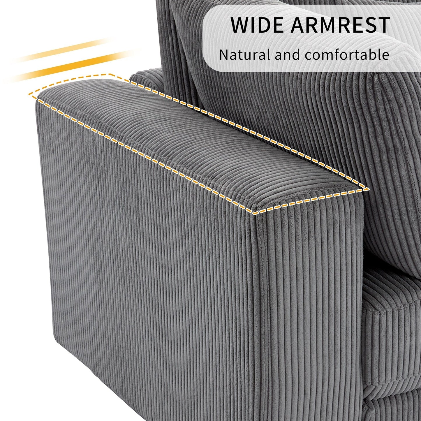 Divano a 3 posti rivestito in velluto a coste con cuscini rimovibili