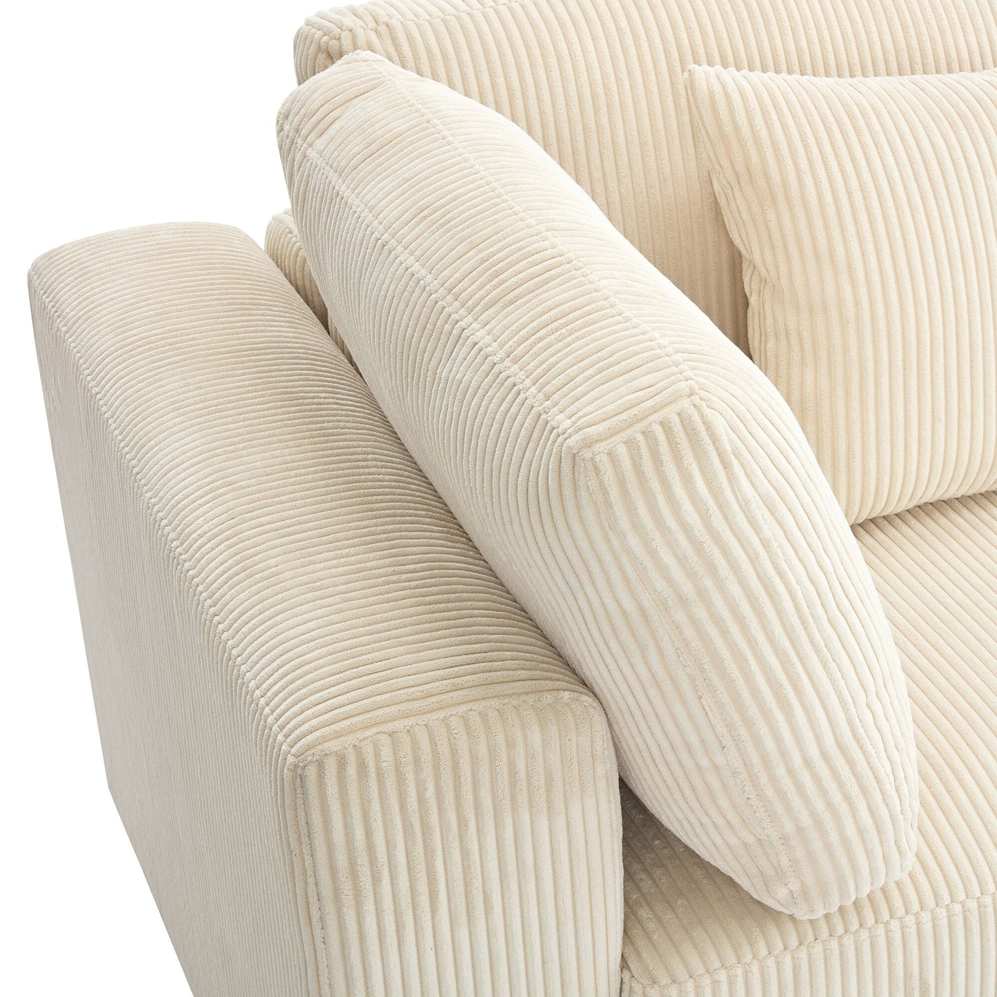 Divano a 3 posti rivestito in velluto a coste con cuscini rimovibili