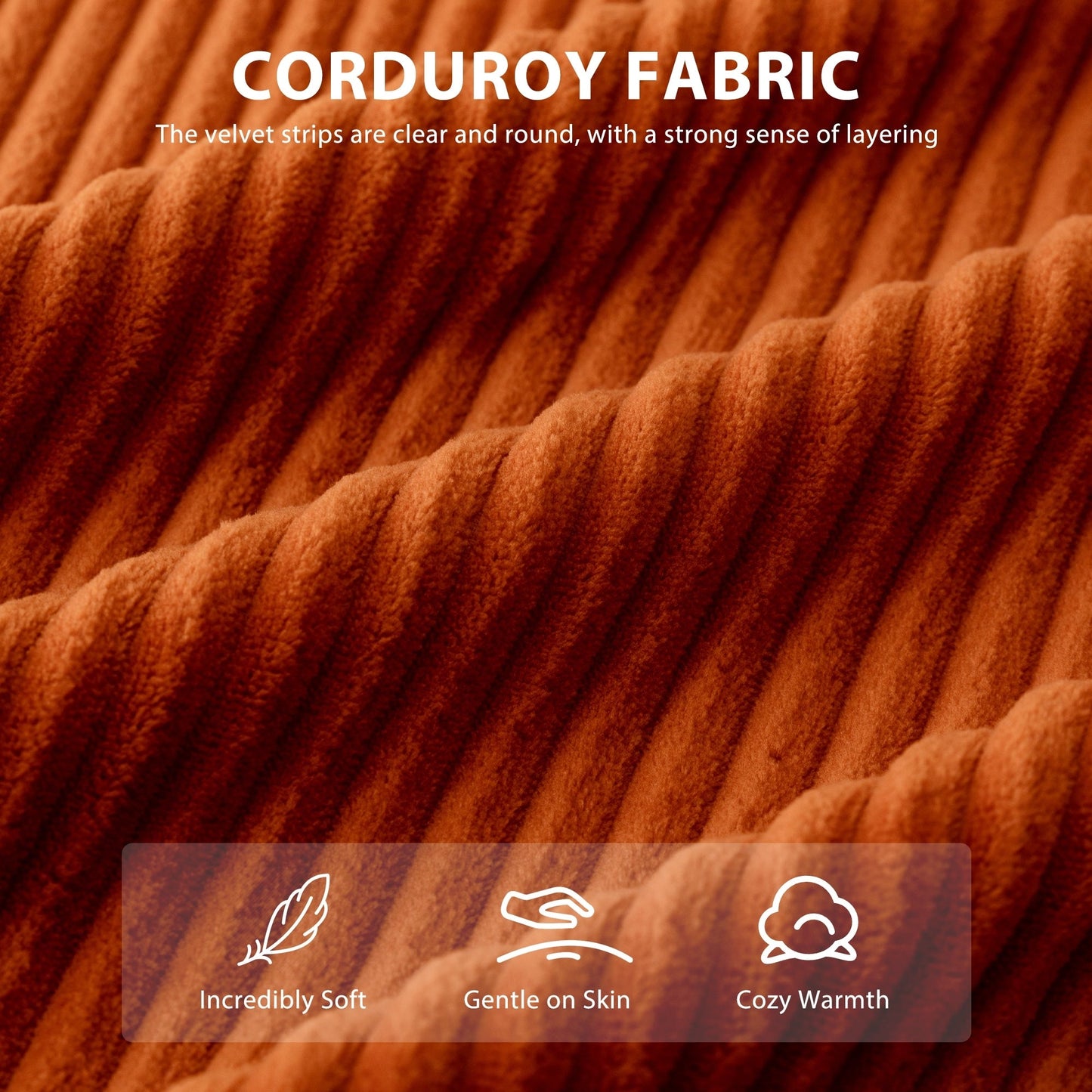 Divano imbottito in memory foam con pouf imbottito in velluto a coste - 48,4Lx67,7Wx24,4H