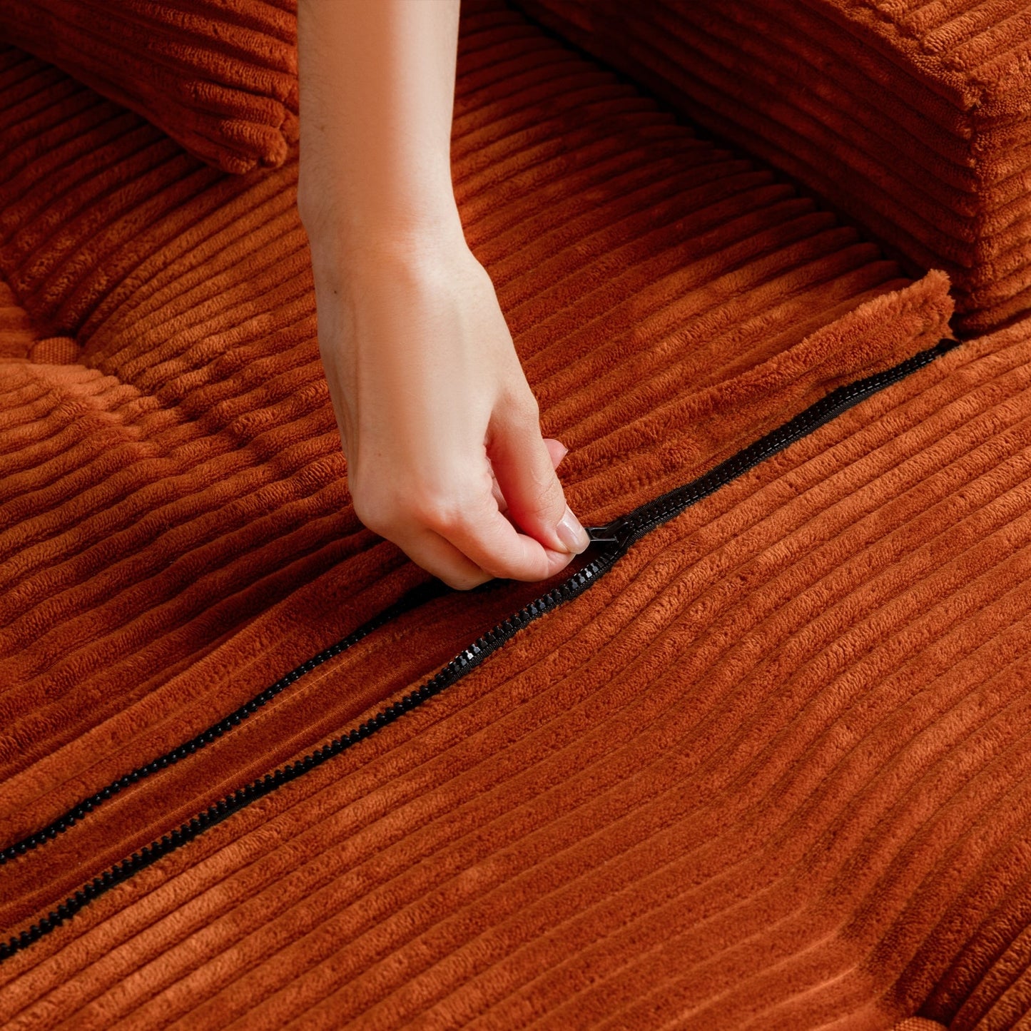 Divano imbottito in memory foam con pouf imbottito in velluto a coste - 48,4Lx67,7Wx24,4H