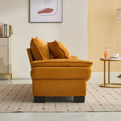 Divano con seduta profonda e imbottitura in velluto a coste