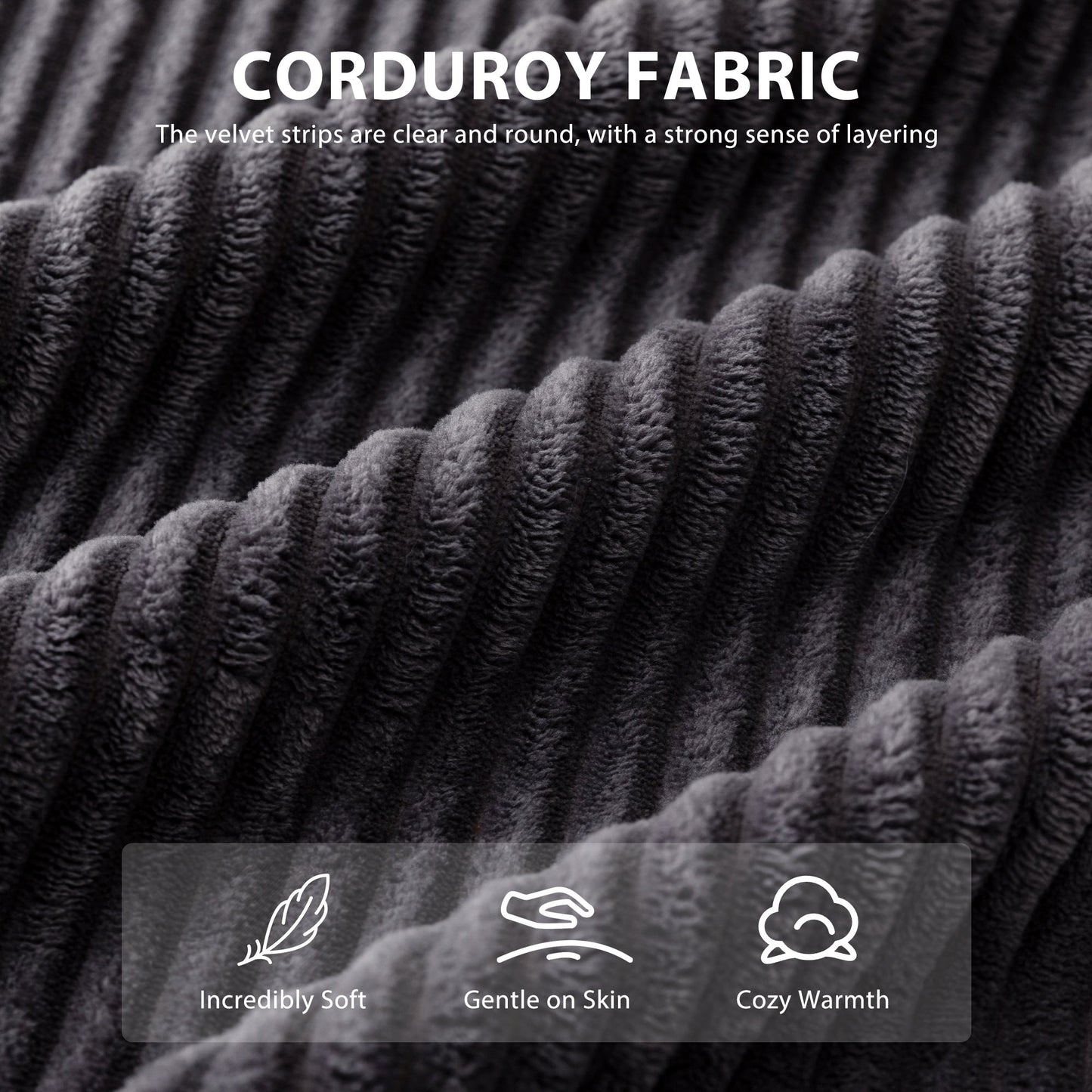 Divano imbottito in memory foam con pouf imbottito in velluto a coste - 48,4Lx67,7Wx24,4H