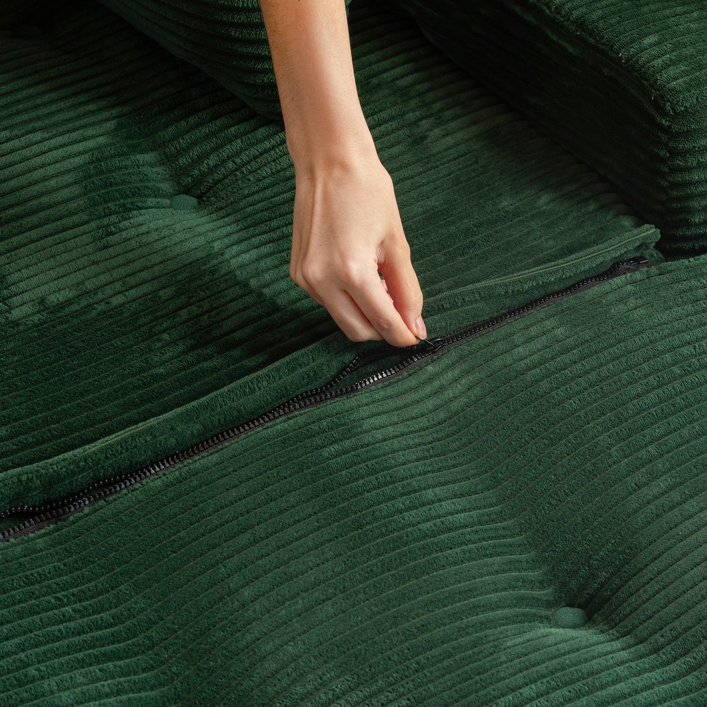 Divano imbottito in memory foam con pouf imbottito in velluto a coste - 48,4Lx67,7Wx24,4H