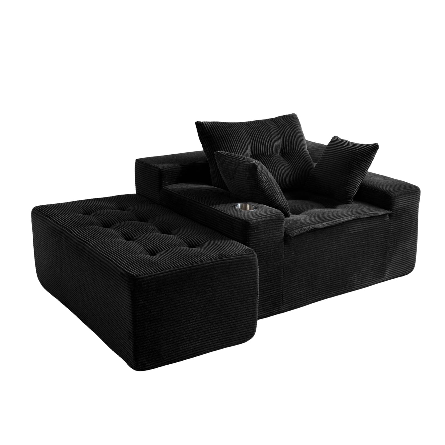 Divano imbottito in memory foam con pouf imbottito in velluto a coste - 48,4Lx67,7Wx24,4H