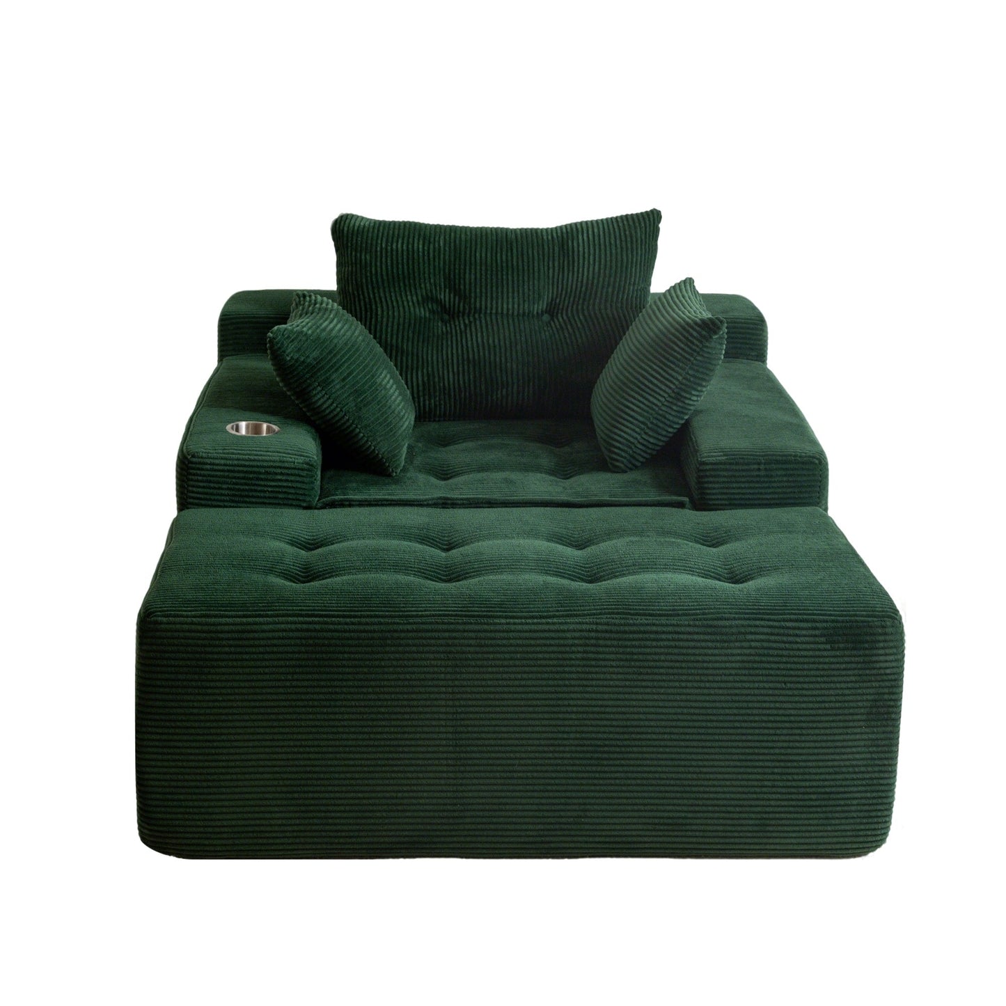 Divano imbottito in memory foam con pouf imbottito in velluto a coste - 48,4Lx67,7Wx24,4H