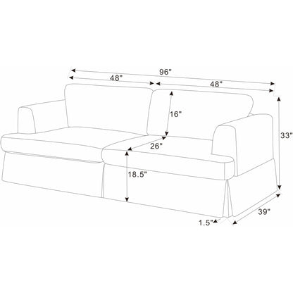 Divano con gonna imbottita in velluto a coste - 39 P x 84,5 L x 33 A