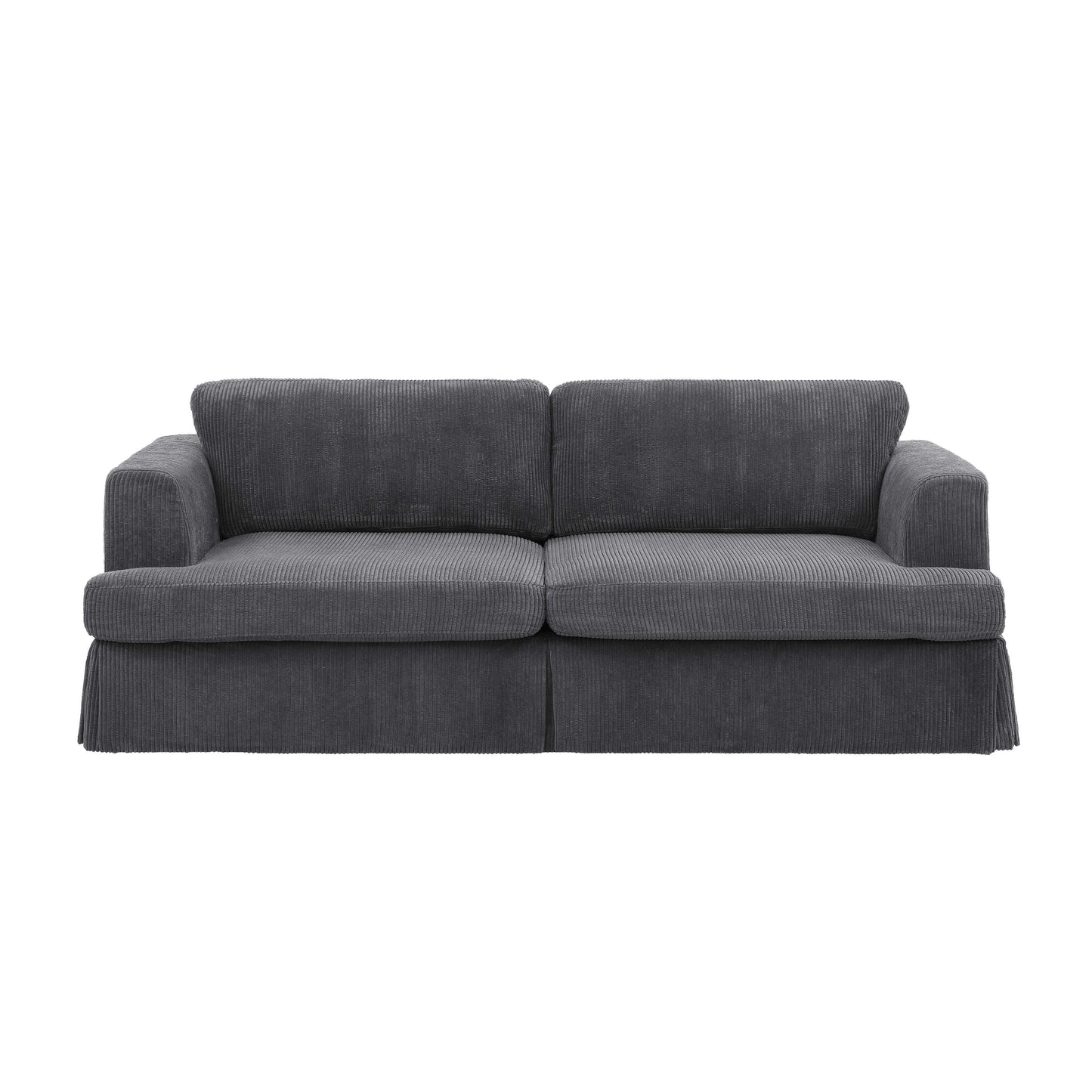 Divano con gonna imbottita in velluto a coste - 39 P x 84,5 L x 33 A