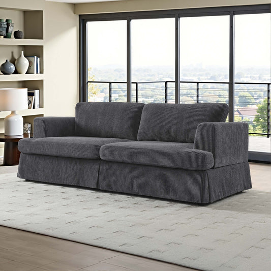 Divano con gonna imbottita in velluto a coste - 39 P x 84,5 L x 33 A