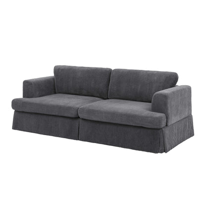 Divano con gonna imbottita in velluto a coste - 39 P x 84,5 L x 33 A