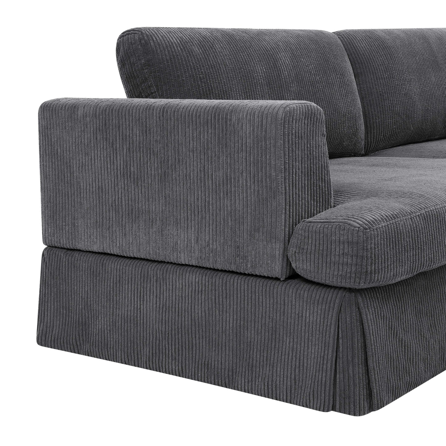 Divano con gonna imbottita in velluto a coste - 39 P x 84,5 L x 33 A