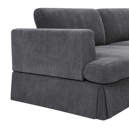 Divano con gonna imbottita in velluto a coste - 39 P x 84,5 L x 33 A