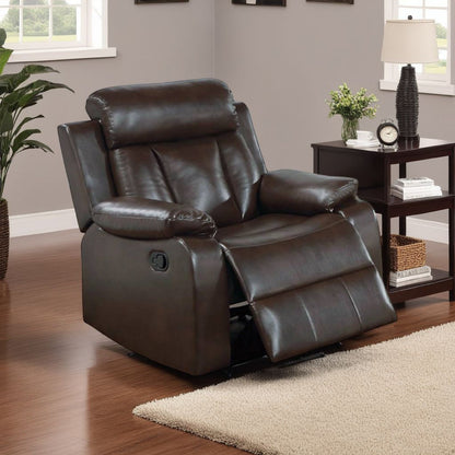 Poltrona reclinabile manuale Corie, imbottita, in similpelle marrone