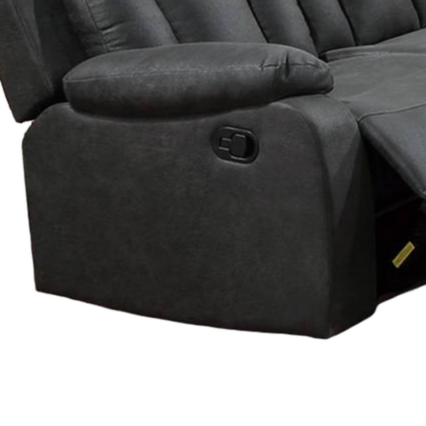 Divano reclinabile manuale Corie, 83 pollici in legno massello, similpelle grigia