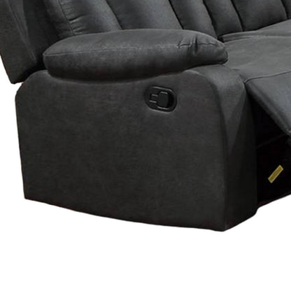 Divano reclinabile manuale Corie, 83 pollici in legno massello, similpelle grigia