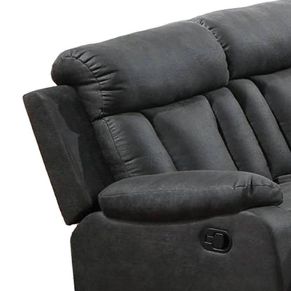 Divano reclinabile manuale Corie, 83 pollici in legno massello, similpelle grigia