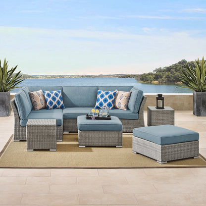 Set da conversazione per patio in vimini e alluminio Corvus da 8 pezzi