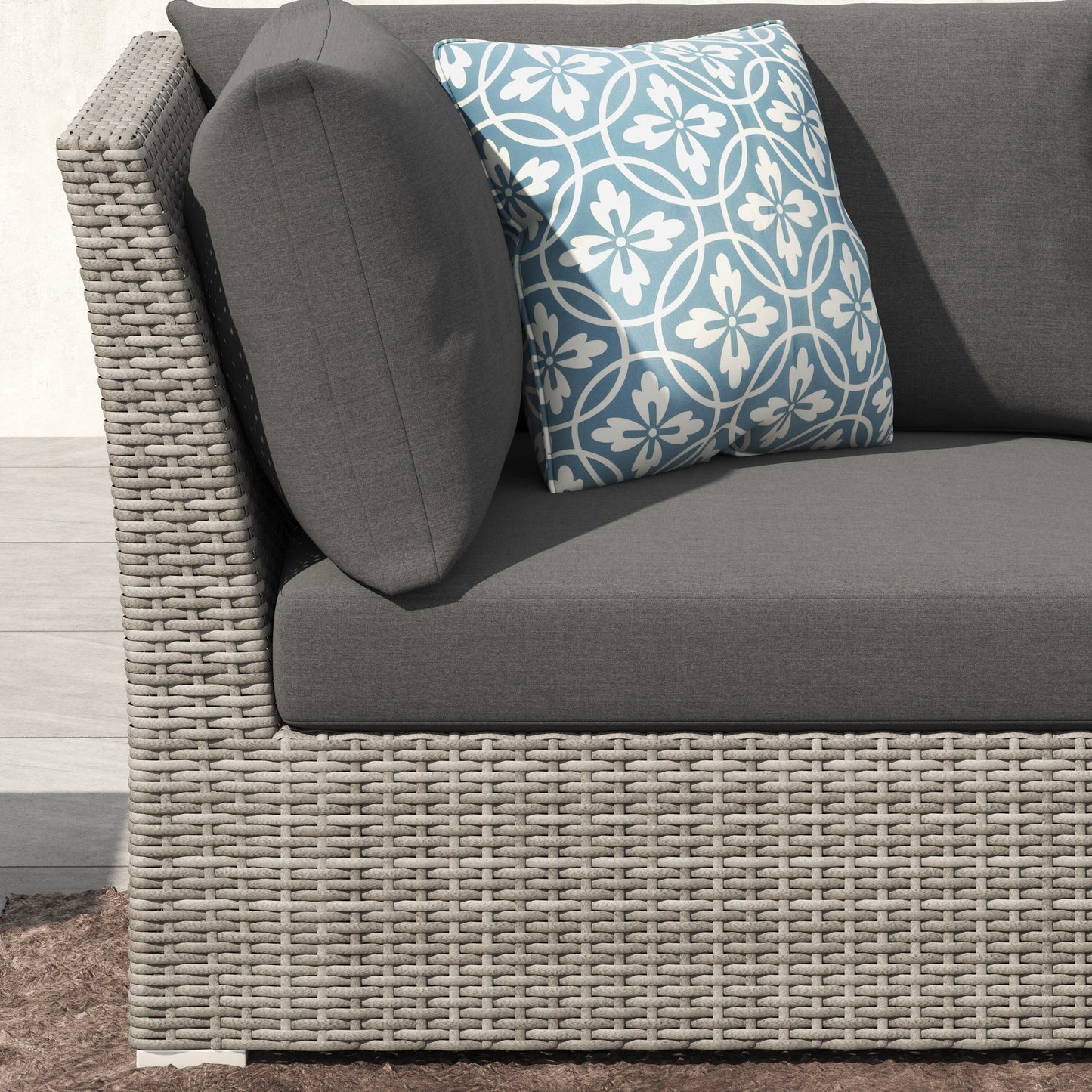 Set da conversazione per patio in vimini e alluminio Corvus da 8 pezzi