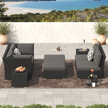 Set da conversazione per patio in vimini e alluminio Corvus da 8 pezzi