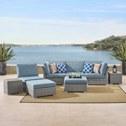 Set da conversazione per patio in vimini e alluminio Corvus da 8 pezzi