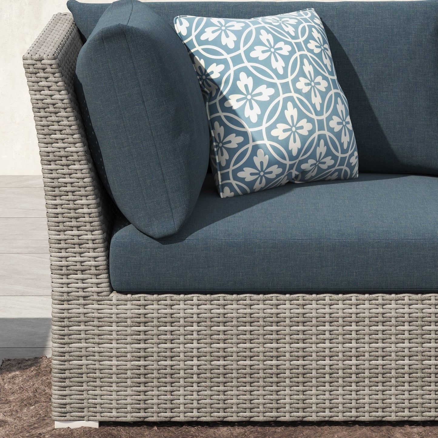 Set da conversazione per patio in vimini e alluminio Corvus da 8 pezzi