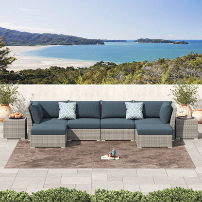 Set da conversazione per patio in vimini e alluminio Corvus da 8 pezzi