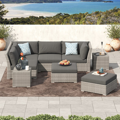 Set da conversazione per patio in vimini e alluminio Corvus da 8 pezzi