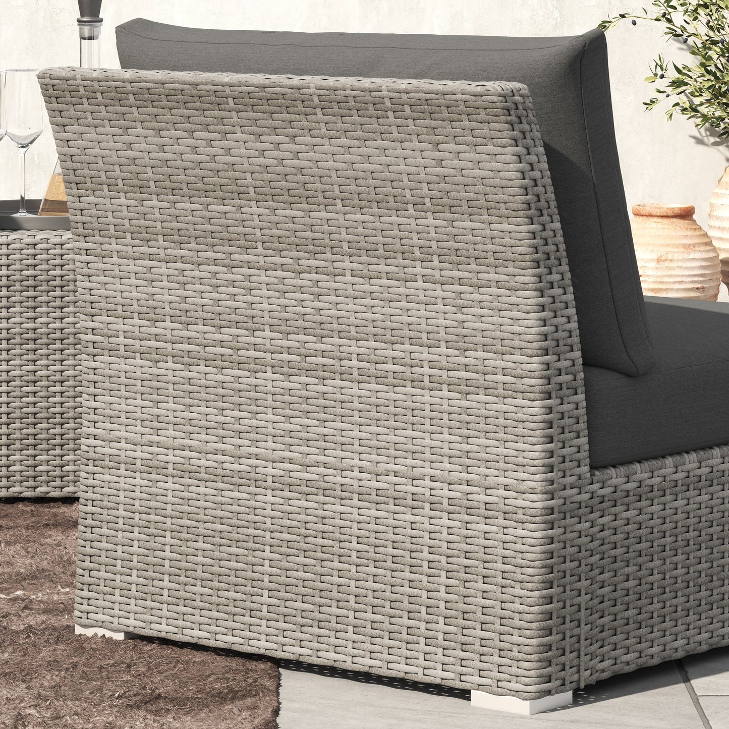 Set da conversazione per patio in vimini e alluminio Corvus da 8 pezzi