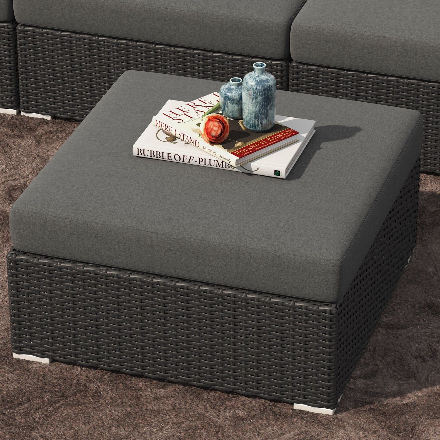 Set da conversazione per patio in vimini e alluminio Corvus da 8 pezzi