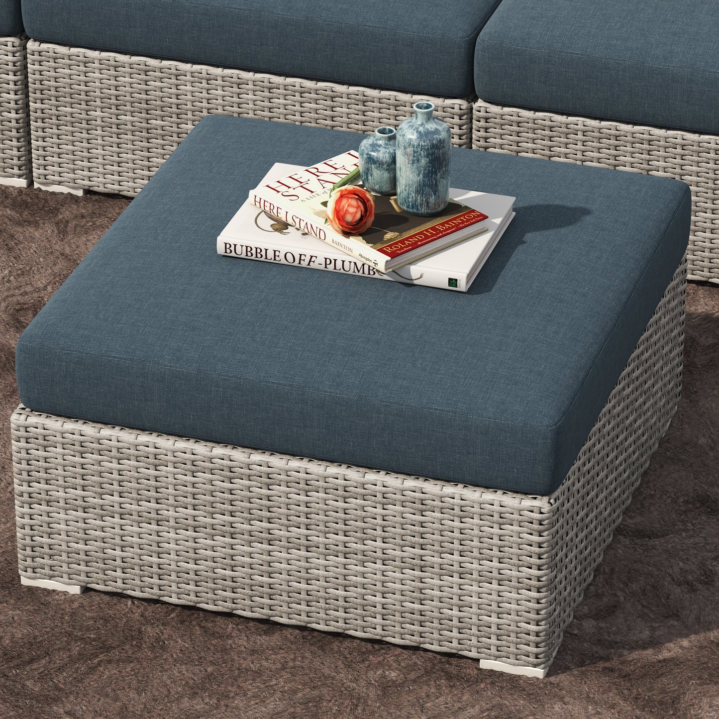 Set da conversazione per patio in vimini e alluminio Corvus da 8 pezzi