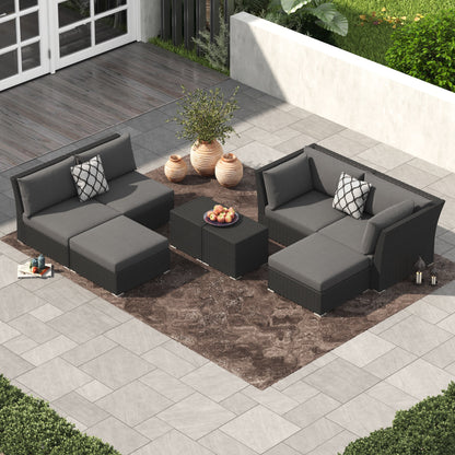 Set da conversazione per patio in vimini e alluminio Corvus da 8 pezzi