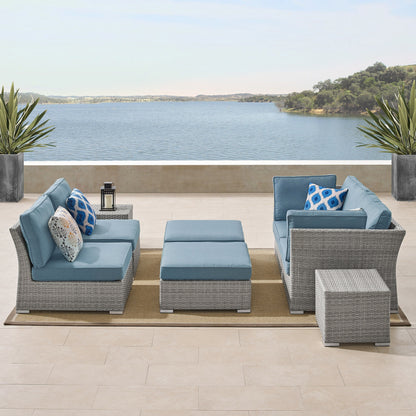 Set da conversazione per patio in vimini e alluminio Corvus da 8 pezzi