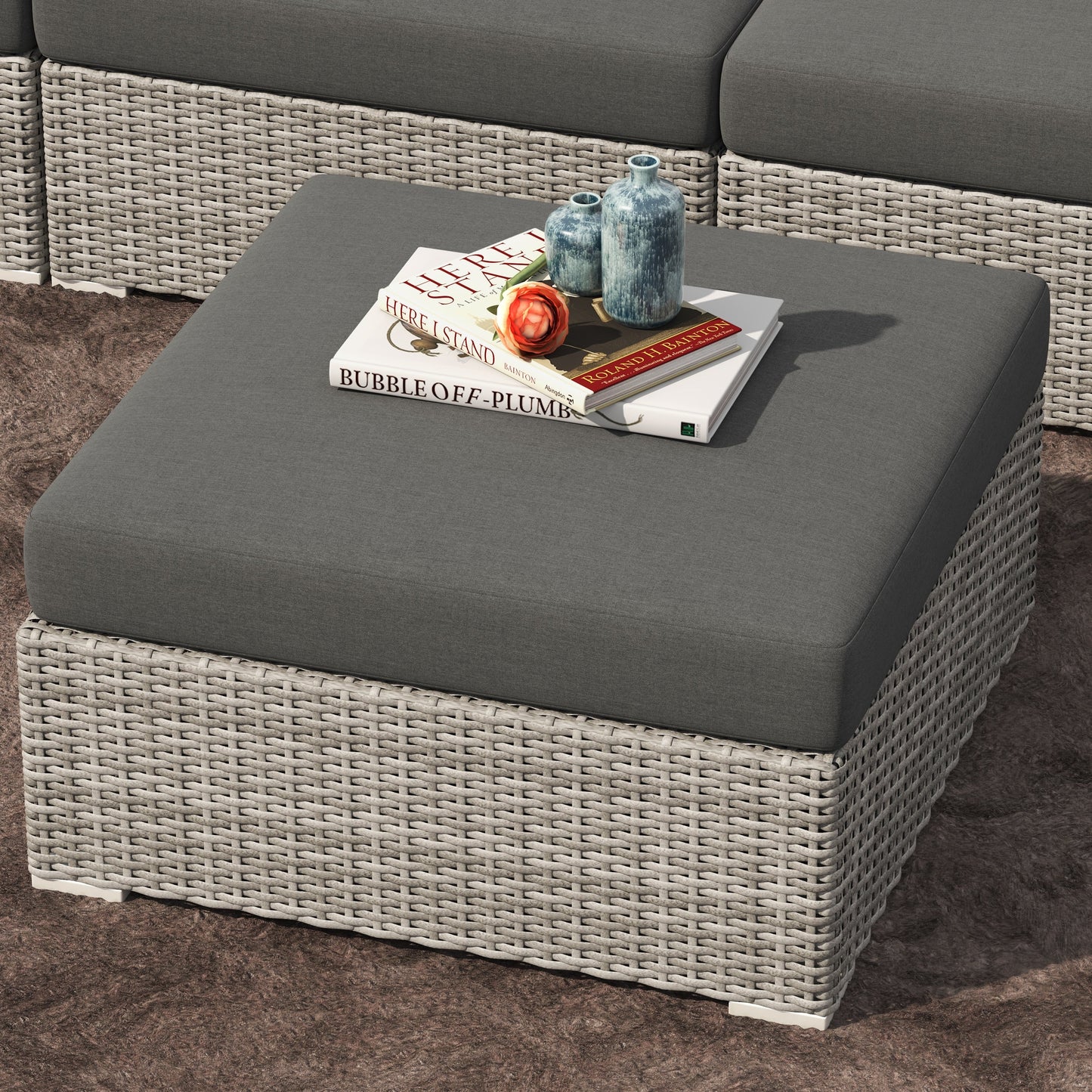 Set da conversazione per patio in vimini e alluminio Corvus da 8 pezzi