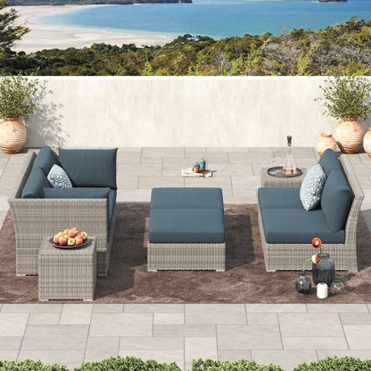 Set da conversazione per patio in vimini e alluminio Corvus da 8 pezzi