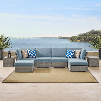 Set da conversazione per patio in vimini e alluminio Corvus da 8 pezzi