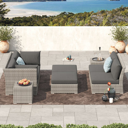 Set da conversazione per patio in vimini e alluminio Corvus da 8 pezzi