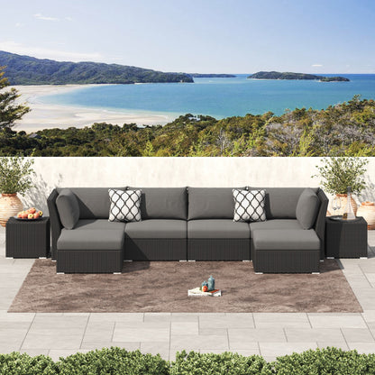 Set da conversazione per patio in vimini e alluminio Corvus da 8 pezzi