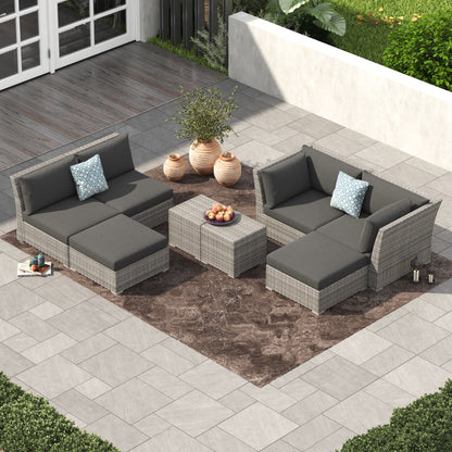 Set da conversazione per patio in vimini e alluminio Corvus da 8 pezzi