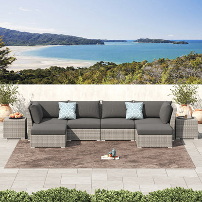 Set da conversazione per patio in vimini e alluminio Corvus da 8 pezzi